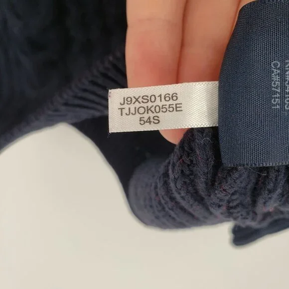 TOMMY HILF. Cate Boat Neck Red Navy Color Block Cable Knit Sweater S - Picture 8 of 10